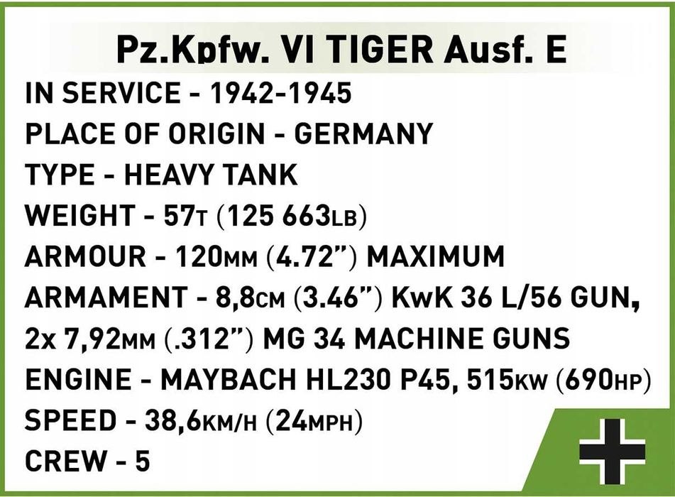 Конструктор COBI Танк Pz.Kpfw. VI Tiger Ausf.E COBI-2735