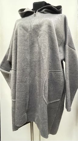 Alpakowa kurtka/płaszczyk z kapturem zapinana biust do 180cm