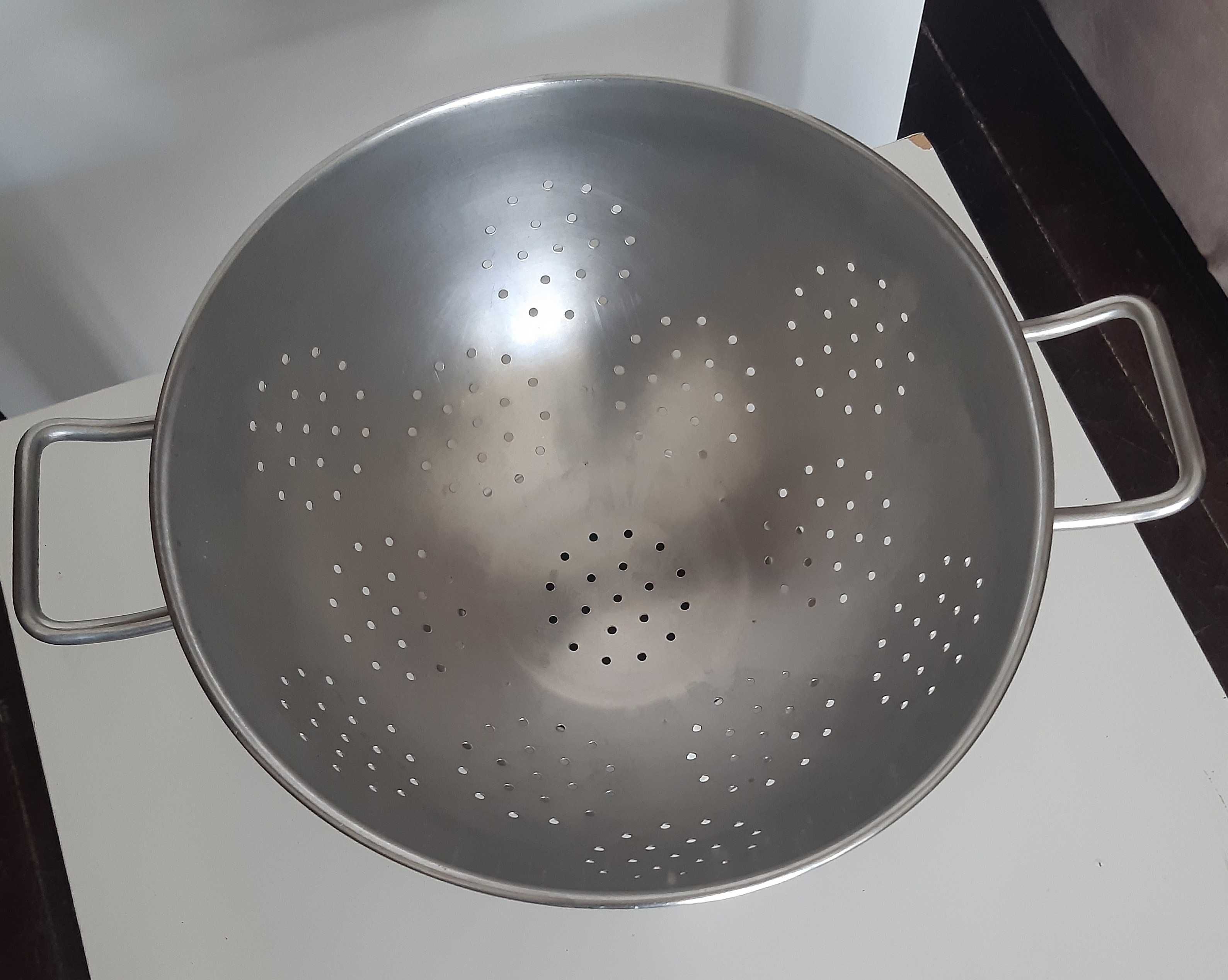 Grande Escoador Escorredor 33cm c/ Asas Aço Inox 18/10