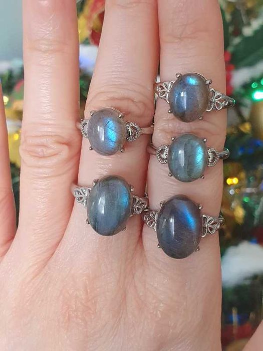 Anel de labradorite azul 14mm ou 11mm (ajustável) - ESCOLHER UM