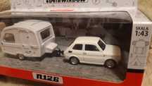 Model Fiat 126p Maluch z przyczepa Predom Niewiadow n126 1:43 Nowy!