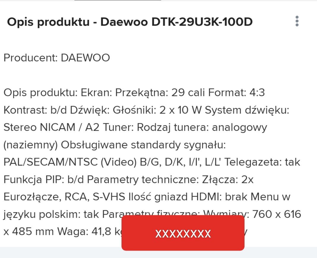 Telewizor Daewoo + dekoder