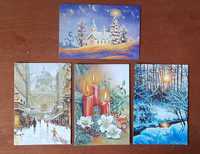 Kartki świąteczne na Boże Narodzenie / Gwiazdkę (4 sztuki)