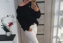 Sweter czarny pleciony