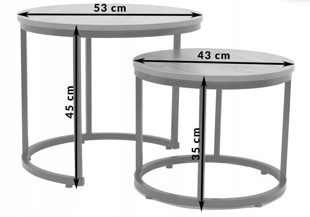 Nowe Stoliki Kawowe Zestaw 2szt. Stolików Okrągłych do Salonu Domu