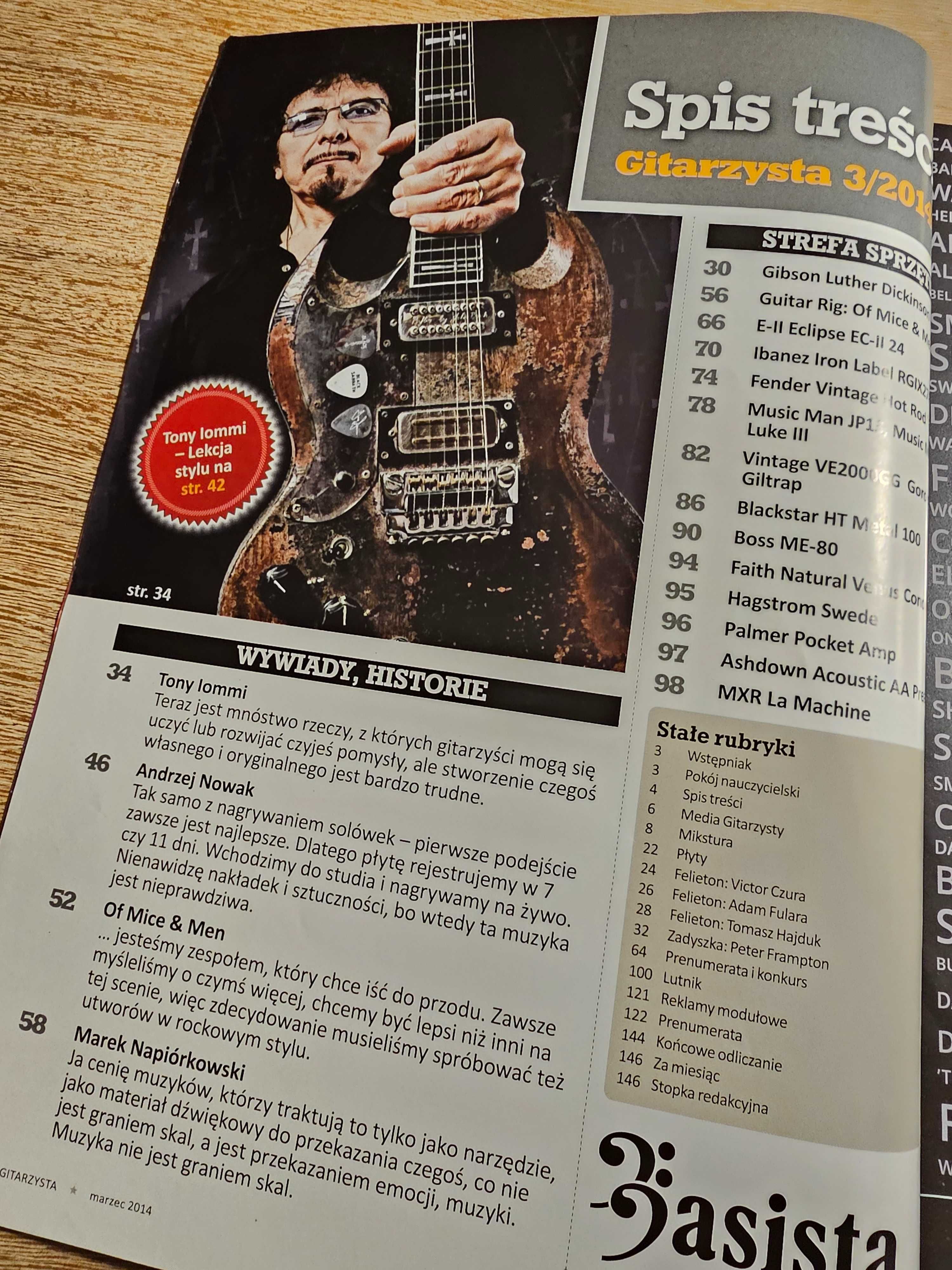 Gitarzysta #99 + Basista #42 3/2014 - Tony Iommi, Of Mice & Man