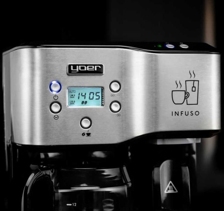 Nowy EKSPRES Yoer PRZELEWOWY Do Kawy 2w1 1900W + Dystrybutor Wody -20%