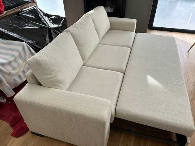 Sofá-cama grande, moderno, em excelente estado, tecido Aquaclean