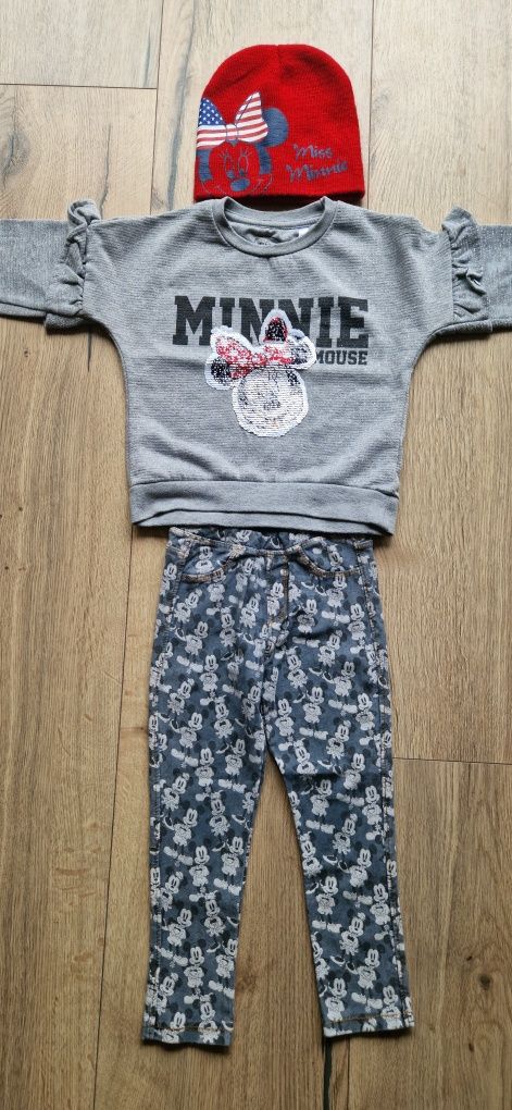 Zestaw Minnie bluza, legginsy i czapka r.104