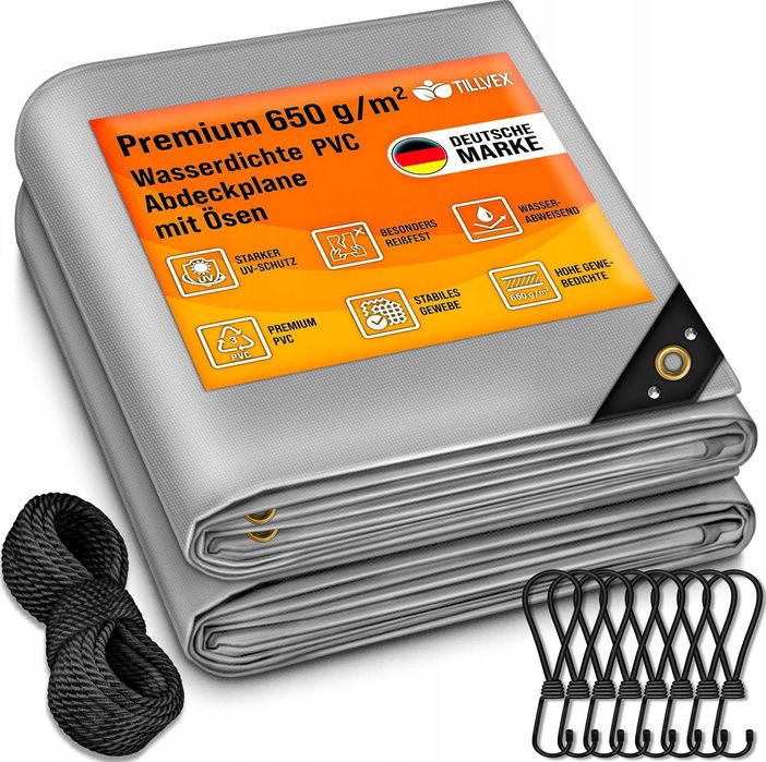 Plandeka premium pvc tillvex 650g/m2 wodoodporna 4x7m