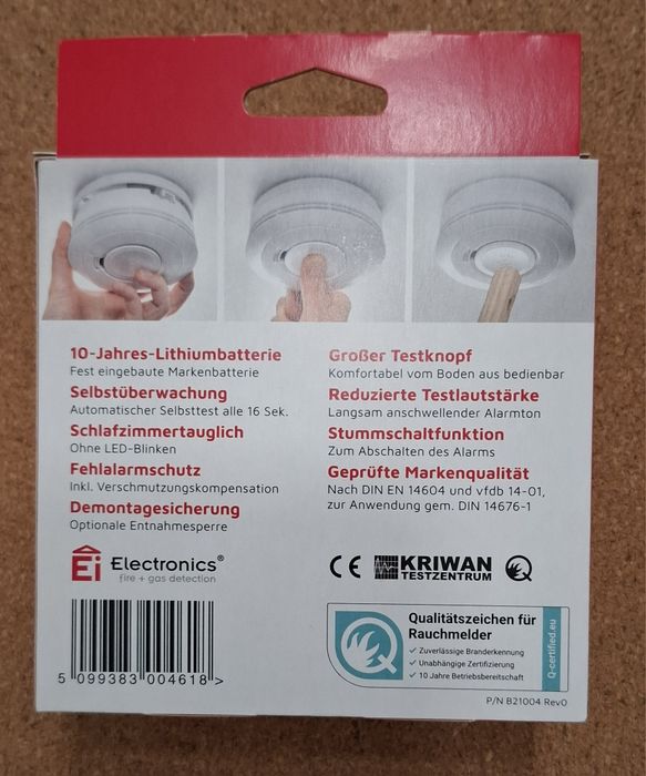 Nowy czujnik dymu Ei Electronics Ei650 – 10 lat, Test Sieger