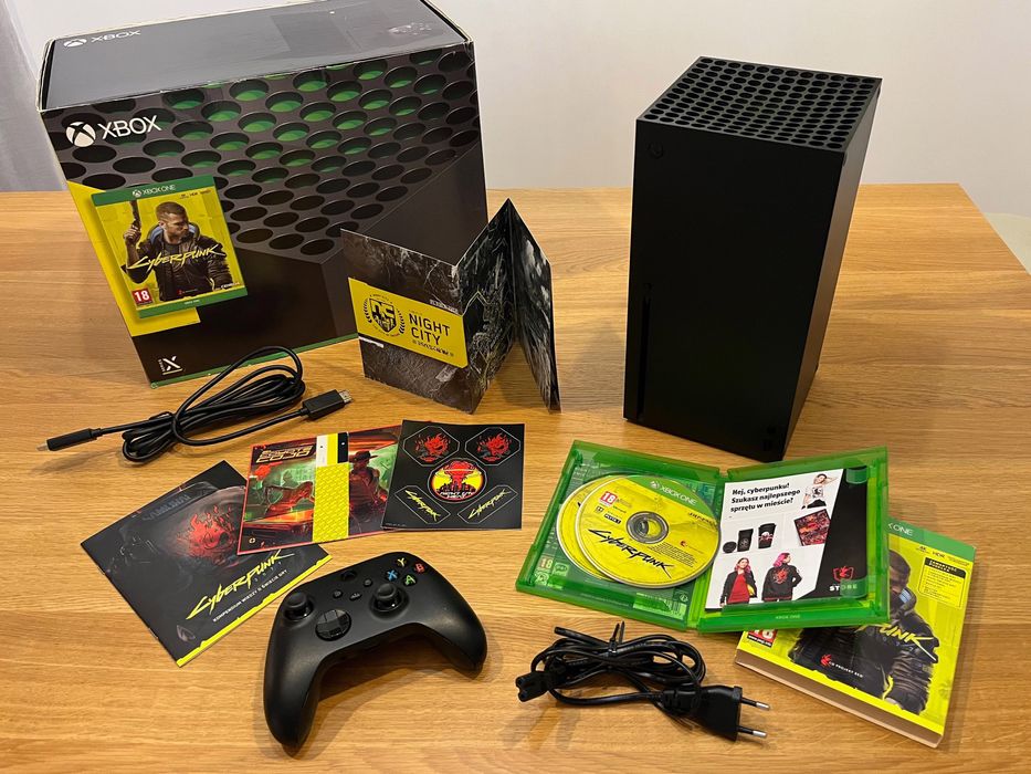 Konsola XBOX SERIES X 1TB Blu-Ray, CYBERPUNK 2077, mapa Night City, 4K