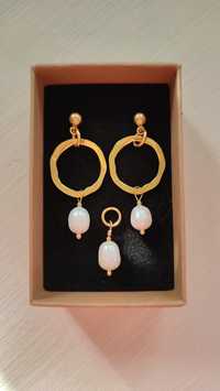 Komplet biżuterii z naturalnymi perłami