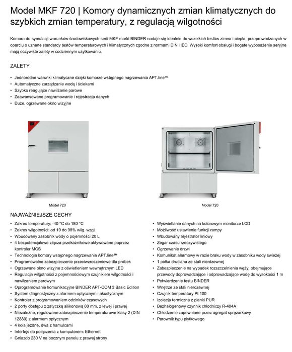 Komora klimatyczna Binder MKF720