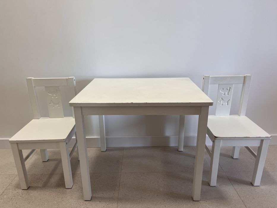 Stolik + 2 krzesełka białe dziecięce Ikea