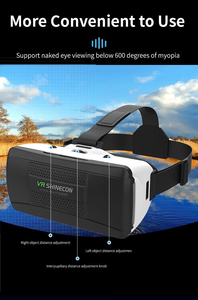 Okulary VR do wirtualnej rzeczywistości gogle 3D Shinecon G06B