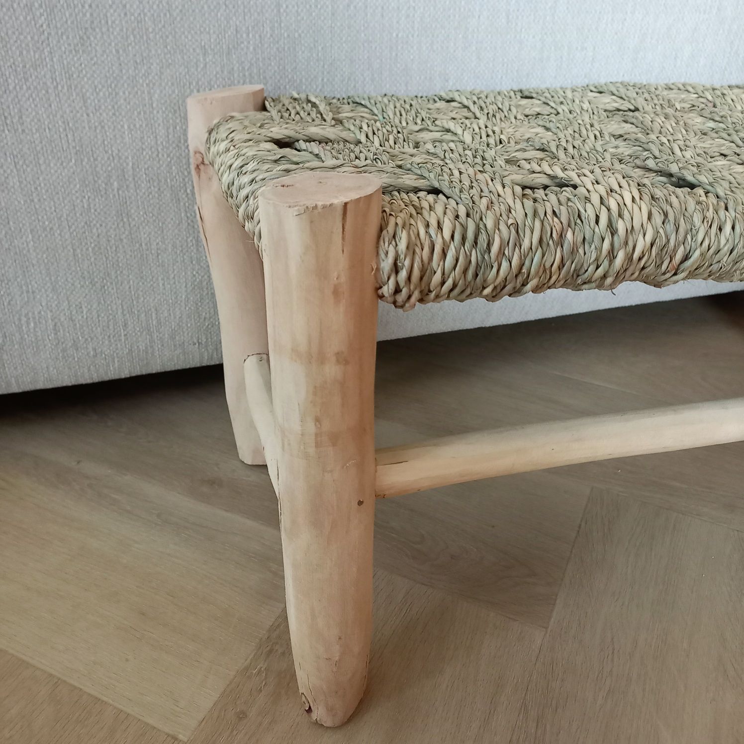 REZERWACJA Ławeczka boho trawa morska drewno