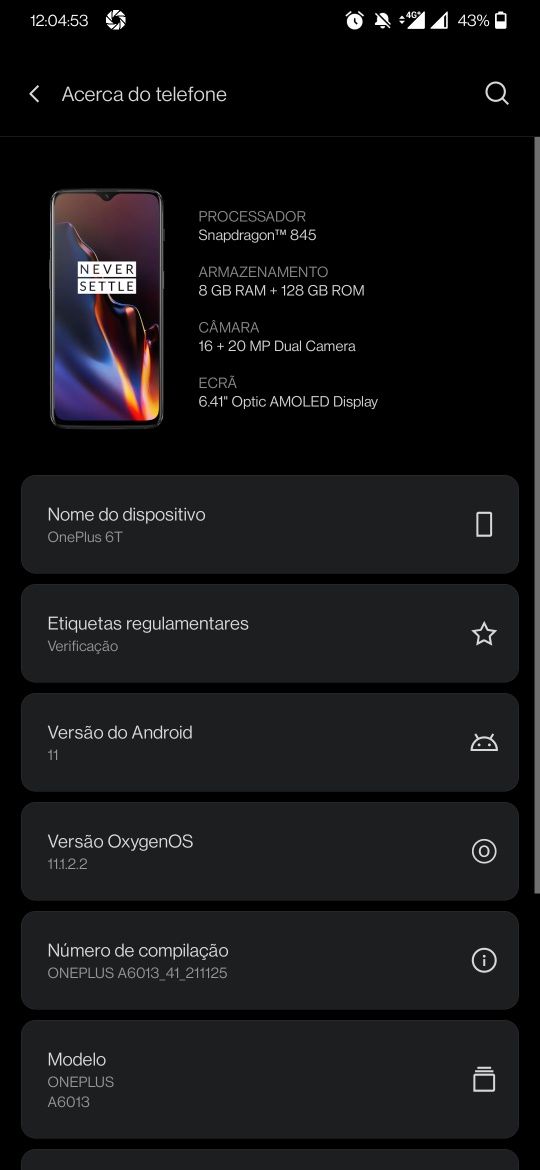 OnePlus 6T 8GB/128GB como novo