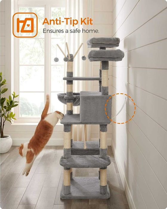 Drapak dla kota 164cm DUŻY DOMEK stabilny drzewko legowisko hamak