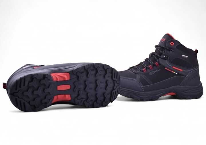 Buty Męskie Zimowe BADOXX SoftShell za kostkę czar/czerw r.44 wys.24h