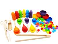 Sorter kolorów MEGA ZESTAW 6 kolorów Montessori jajka miski schematy