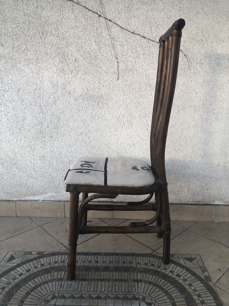 Bambusowe gięte krzeslo, oryginalna kaligrafia
