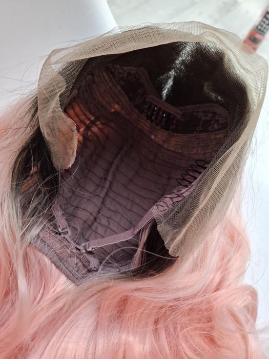 Nowa peruka lace front ombre pink różowa długa gęsta jakość pudrowy ró
