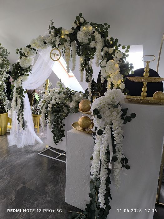 Dekoracje imprez wesele chrzciny komunie scianka balonowa kwiaty