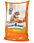 Сухой корм Club4paws для котов 4 лапы с кроликом 14 кг