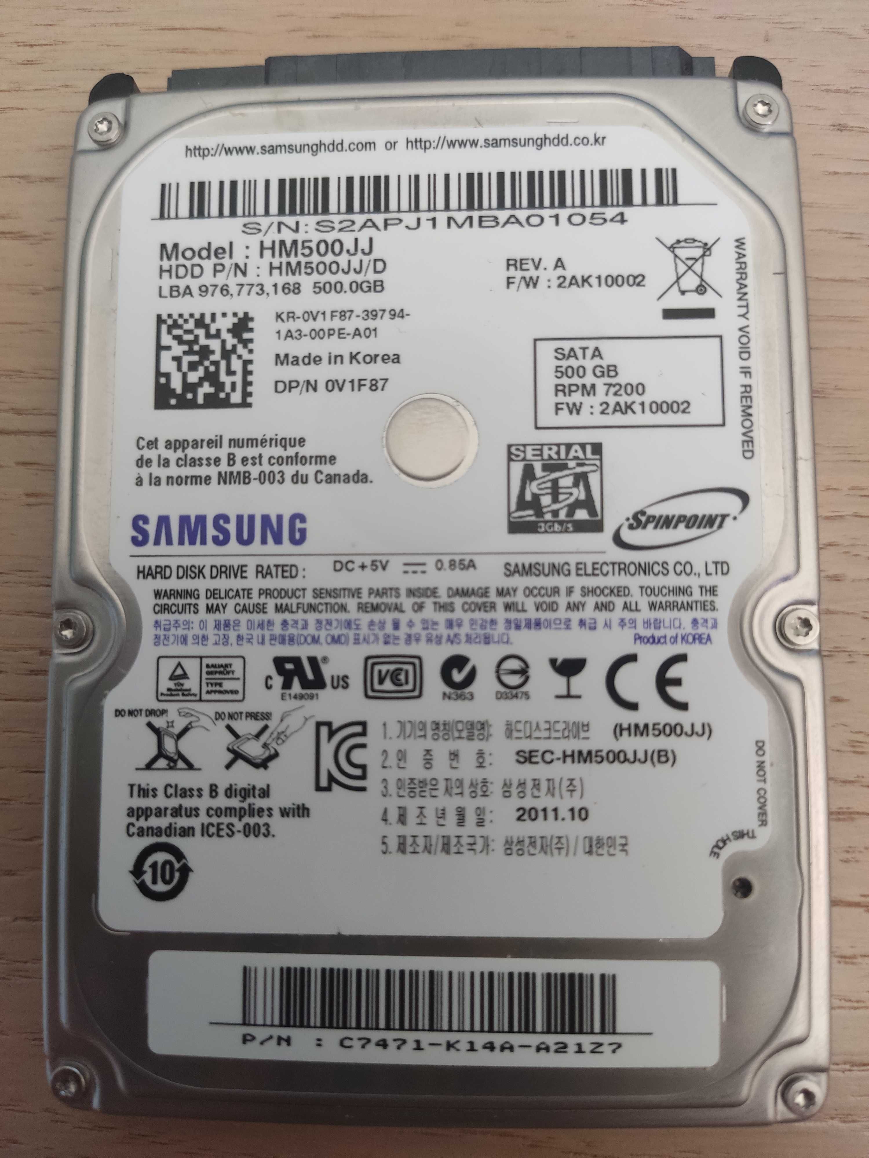 Dysk twardy HDD 500GB SATA 2,5"