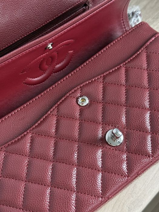 Сумка Chanel Burgundy Silver Texture шкіра | бургунді