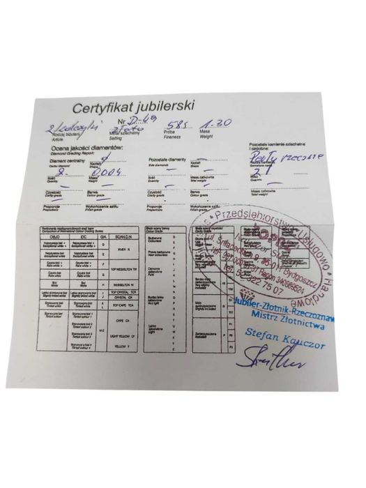 Złote kolczyki z perłami i diamentami - 585 / 1,32g / 9mm Certyfikat