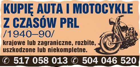 Skup Motocykli z czasów PRL oraz części 5O4 046 52O Mazury