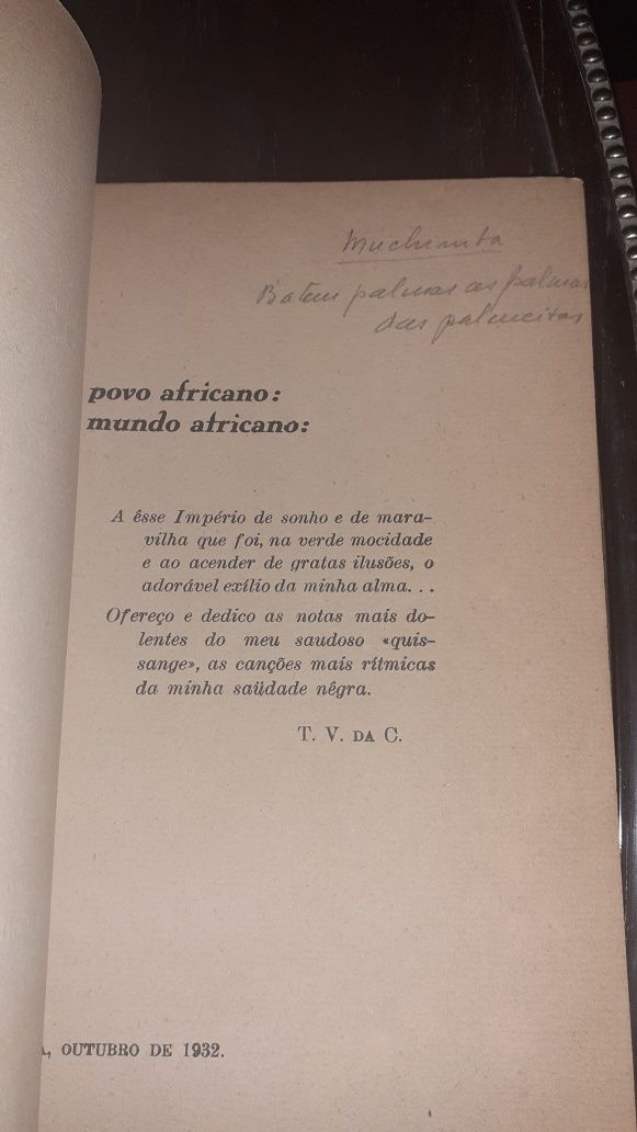 Quissange saudade negra livro raro Tomaz Vieira Cruz Angola Colonial