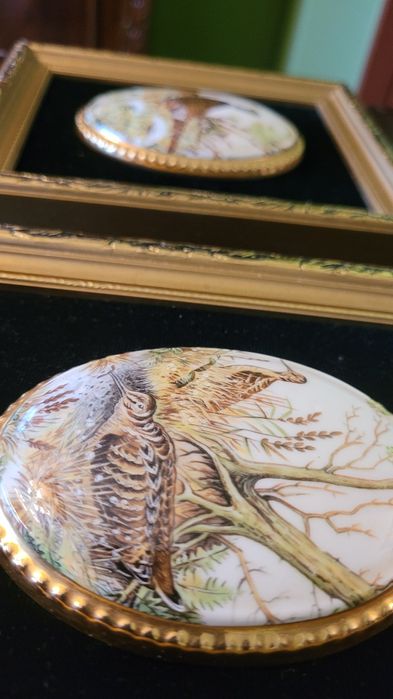 Obrazy porcelanki przedstawiające bażanty