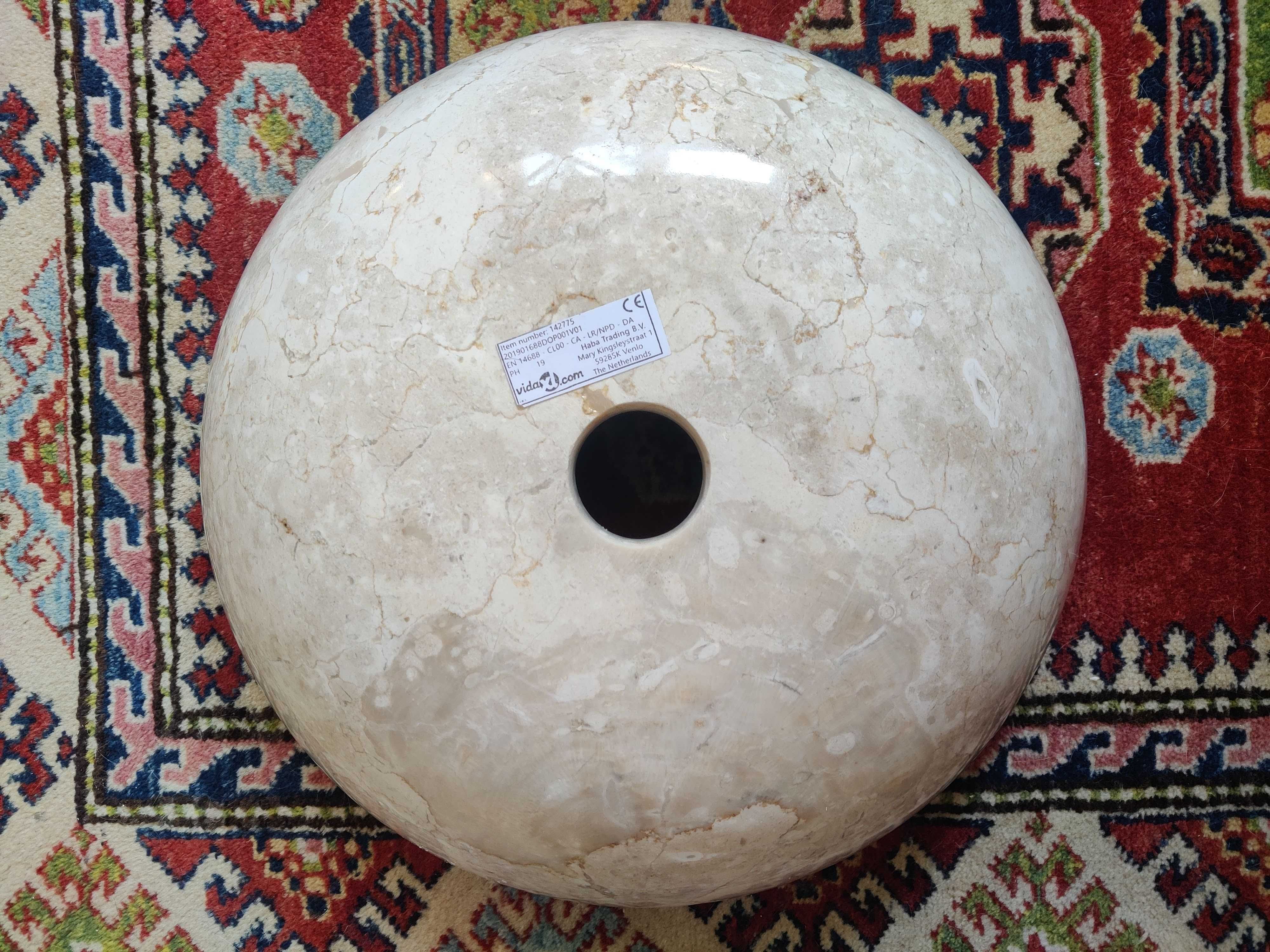 Lavatório circular 40 cm em pedra mármore creme