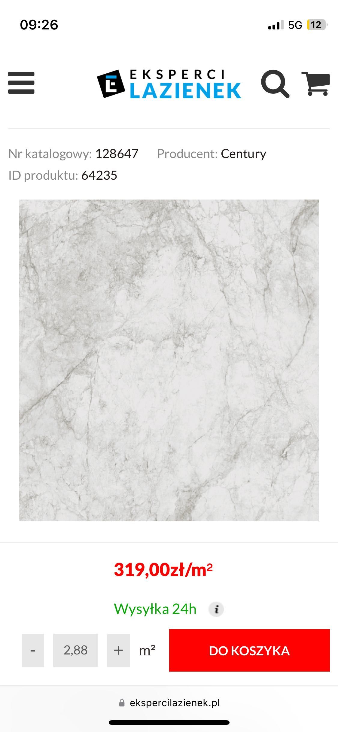 Płytki delikatny marmur Stone White 120x120