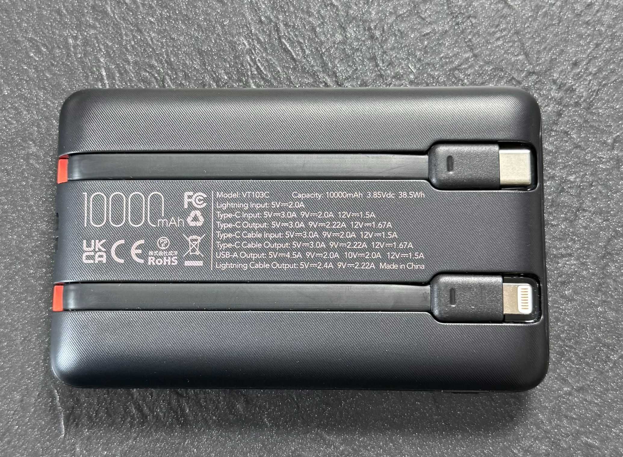 Powerbank USB C ze zintegrowanym kablem PD QC Szybkie ładowanie