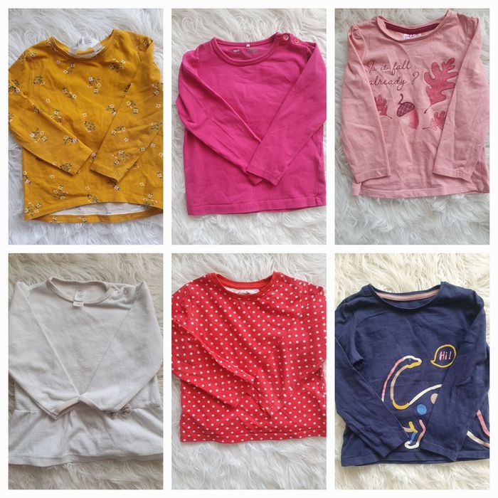 Okazja 6 szt bluzek z dł.rękawem h&m,c&a,next i inne rozm. 86/92cm