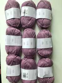 9 motków Sandness Garn Line włóczka letnia kolor 4632 purple