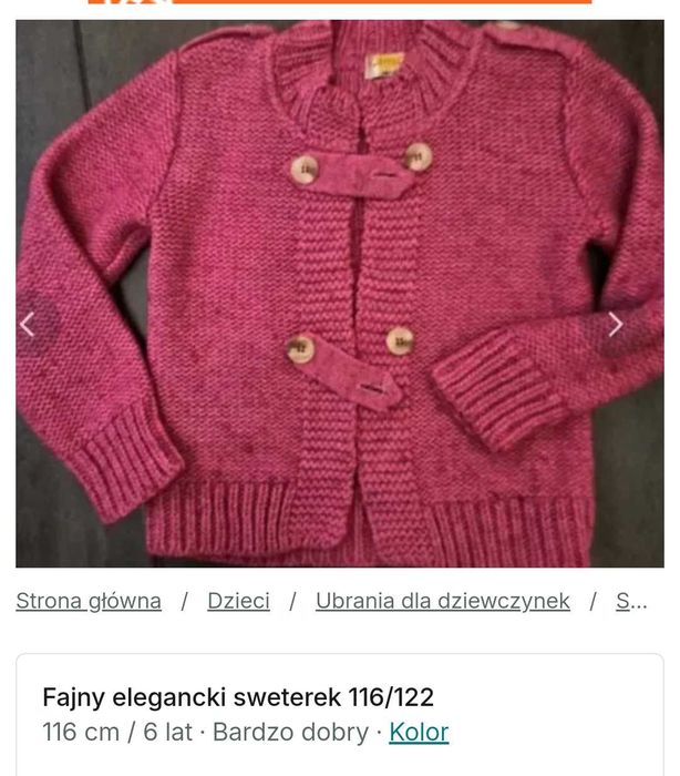 Sweterek ciepły 116/122 elegancki