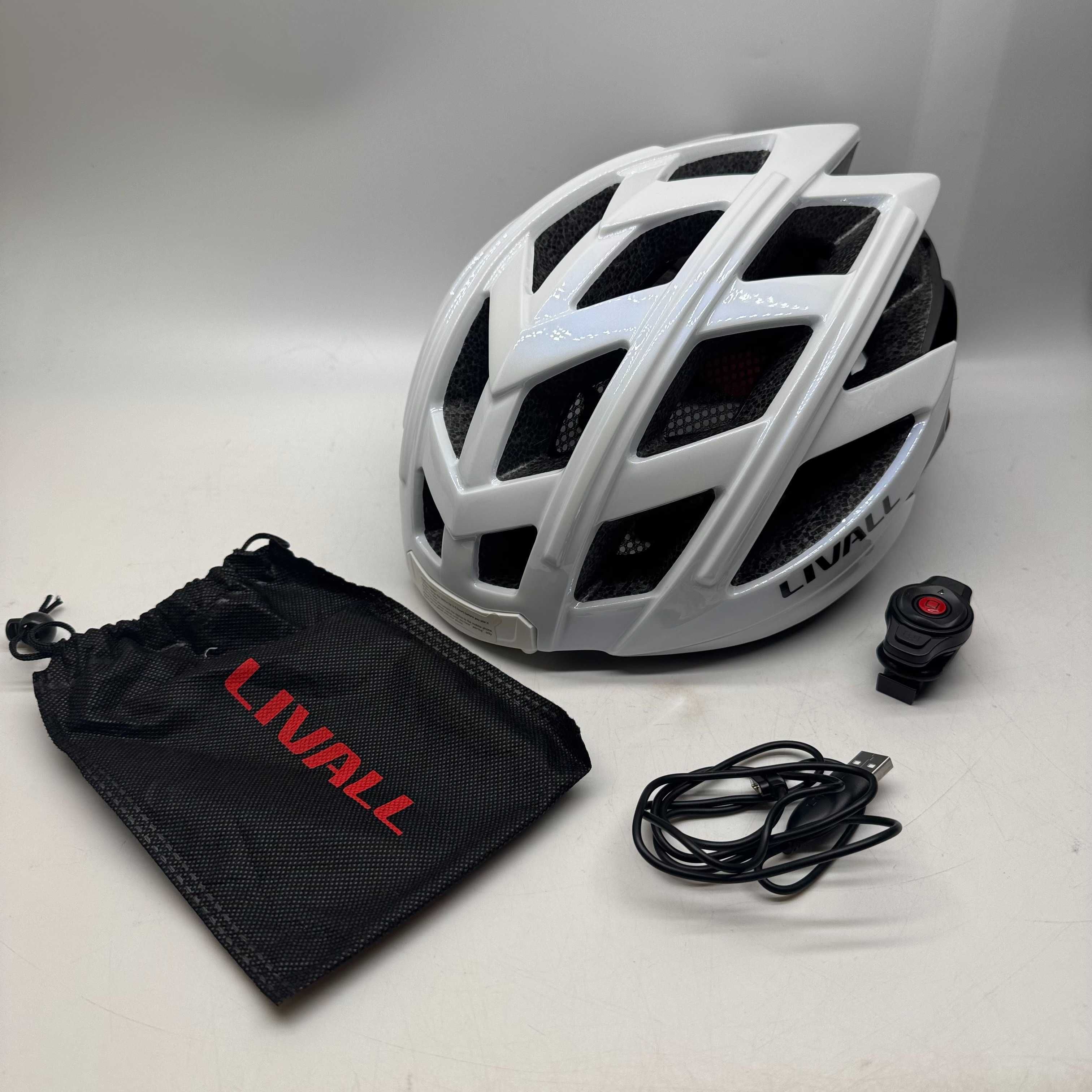 Livall BH60SE Neo Kask Rowerowy Biało-Czarny rozmiar. M/L 55-61cm