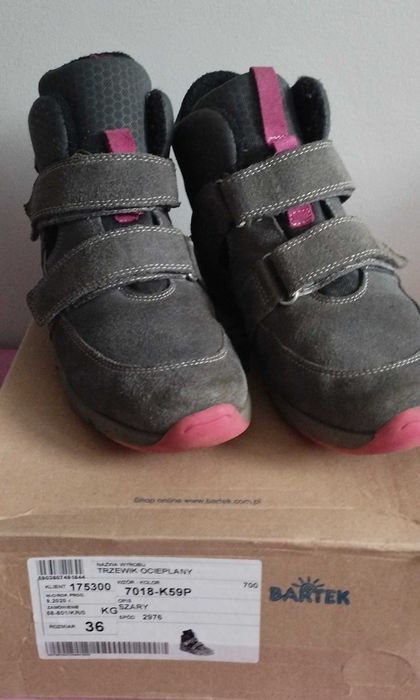 Trzewiki ocieplane BARTEK, dla dziewcząt, różowo-szary - r.36