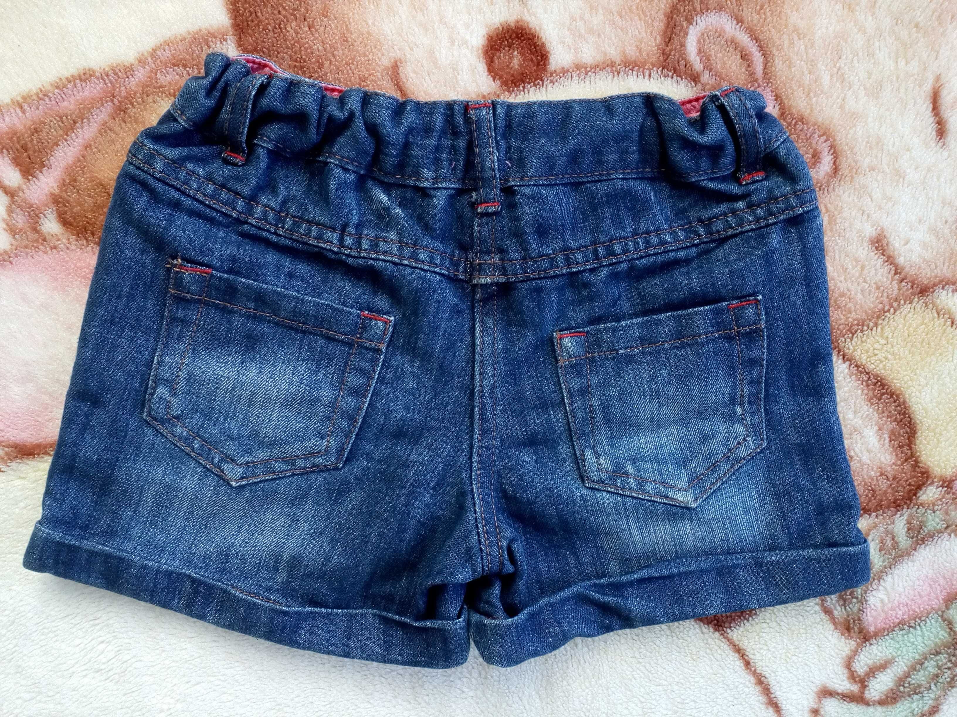 Haftowane jeansowe krótkie spodenki szorty w serca F&F 104 jak nowe