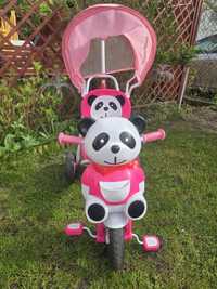 Jeździk rowerek trzykołowy dla dziecka panda misiu różowy