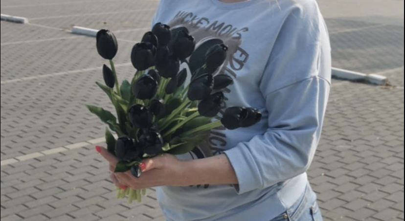 Czarne tulipany silikonowe bukiet 5 szt wysokość 40 cm