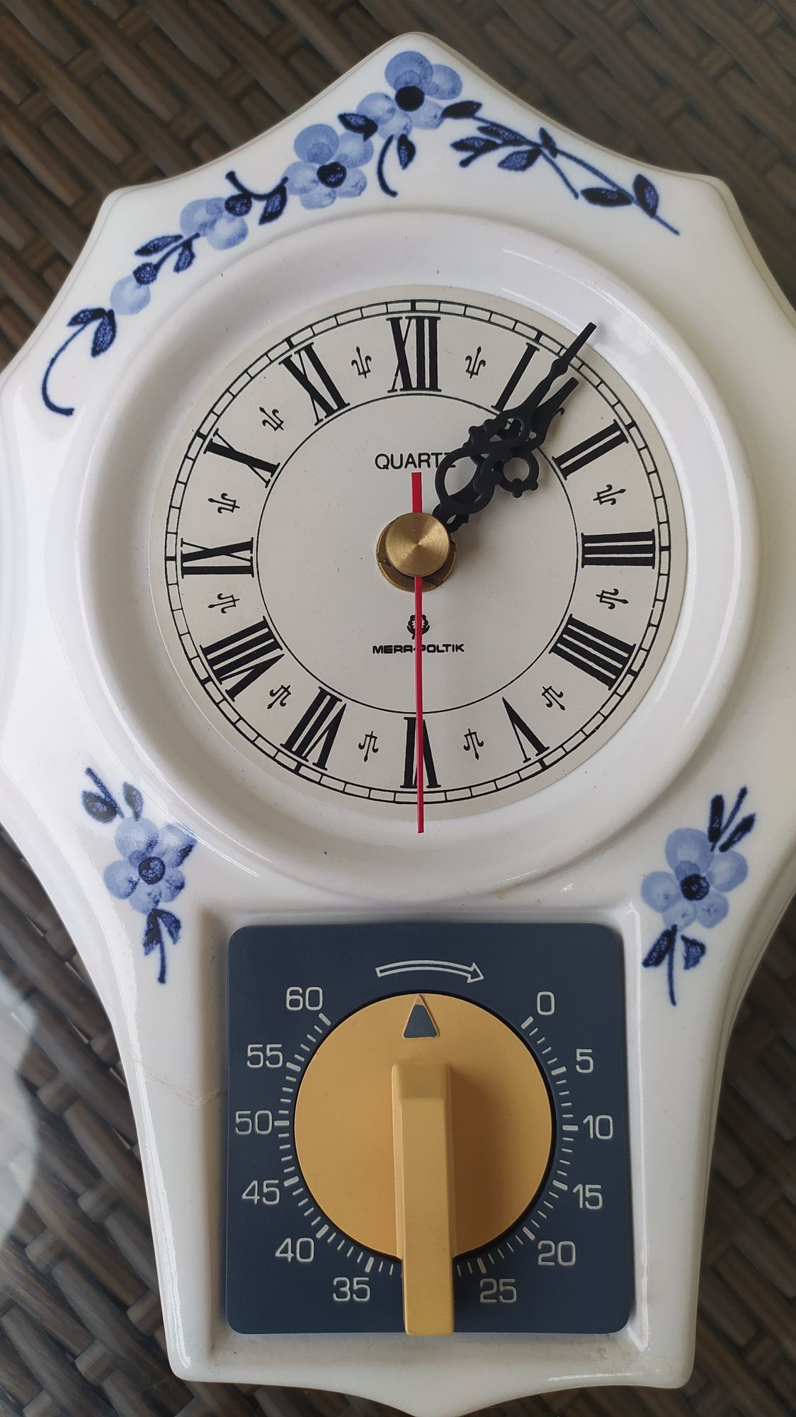 Zegar kuchenny, porcelanowy, Mera Poltik, PRL