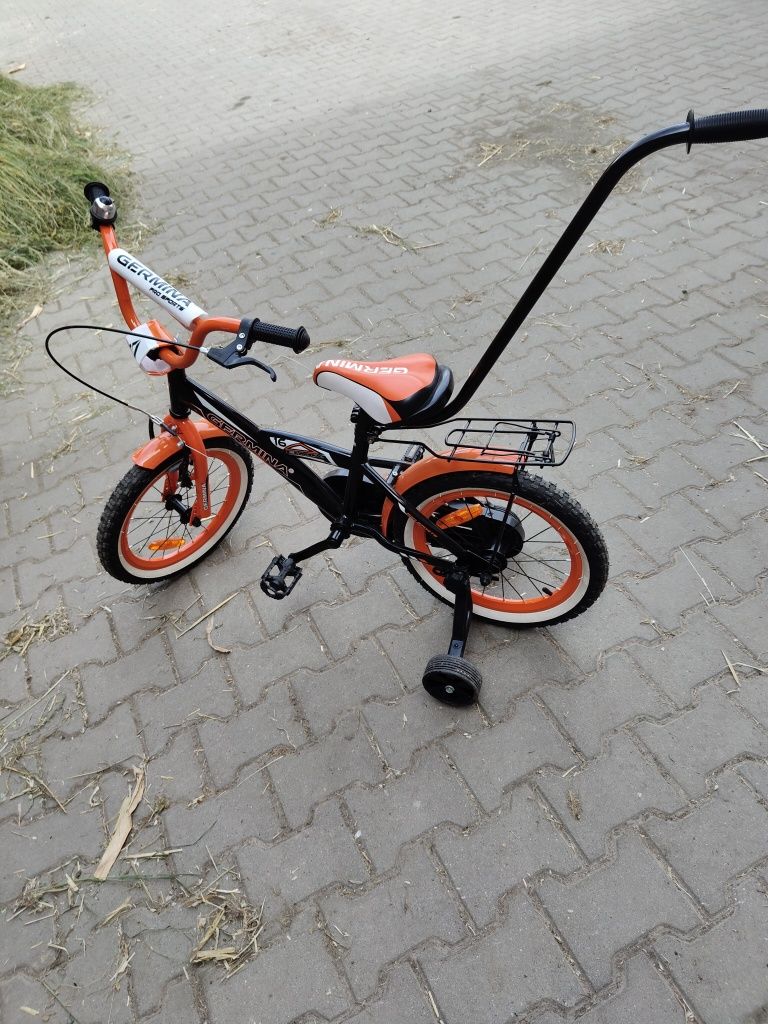 Rower dziecięcy GERMINA BMX 16 cali dla chłopca Czarno-pomarańczowy