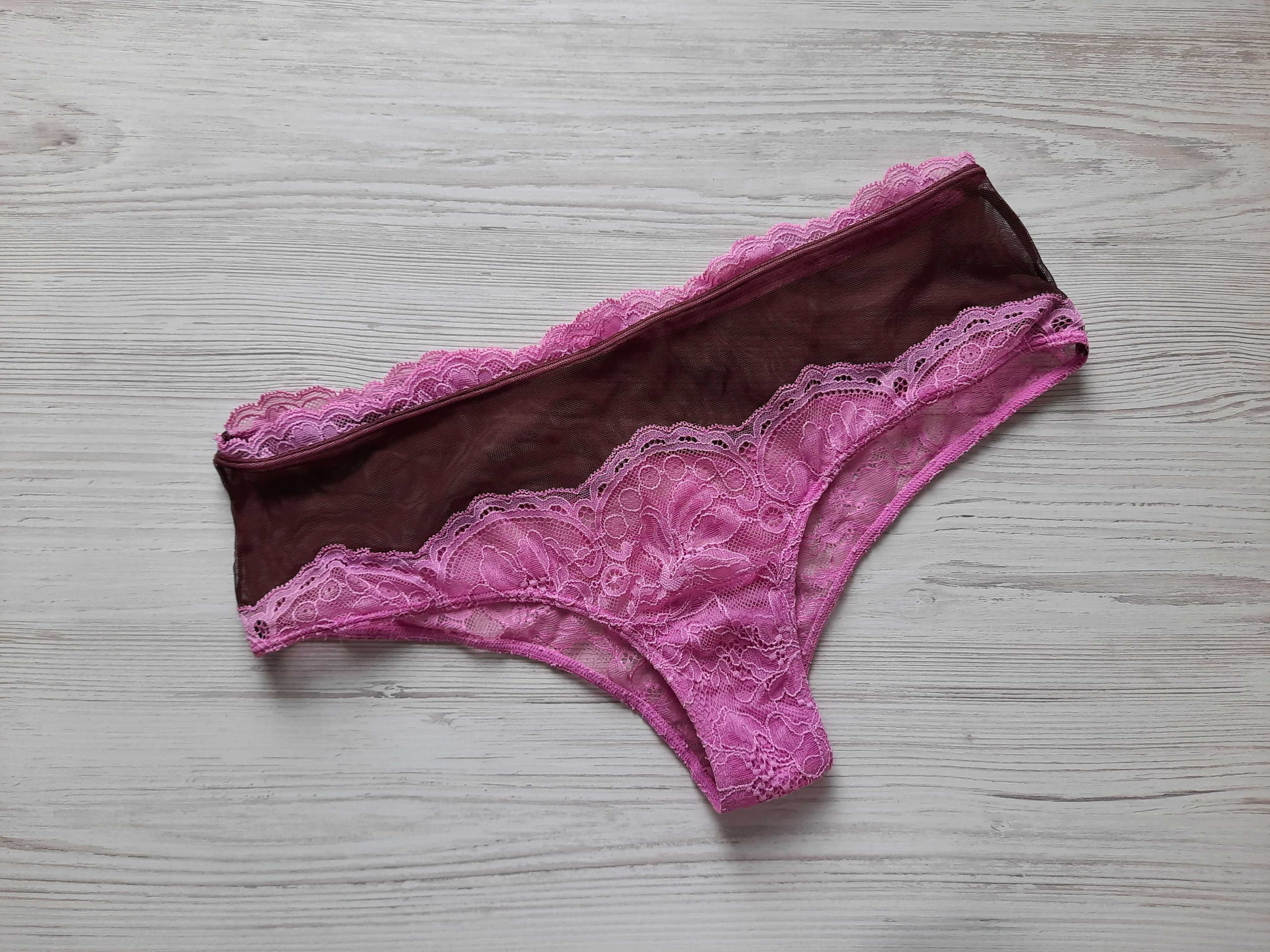 Бюстгальтер трусики стринги бразилианы Victoria's secret р.M стразы