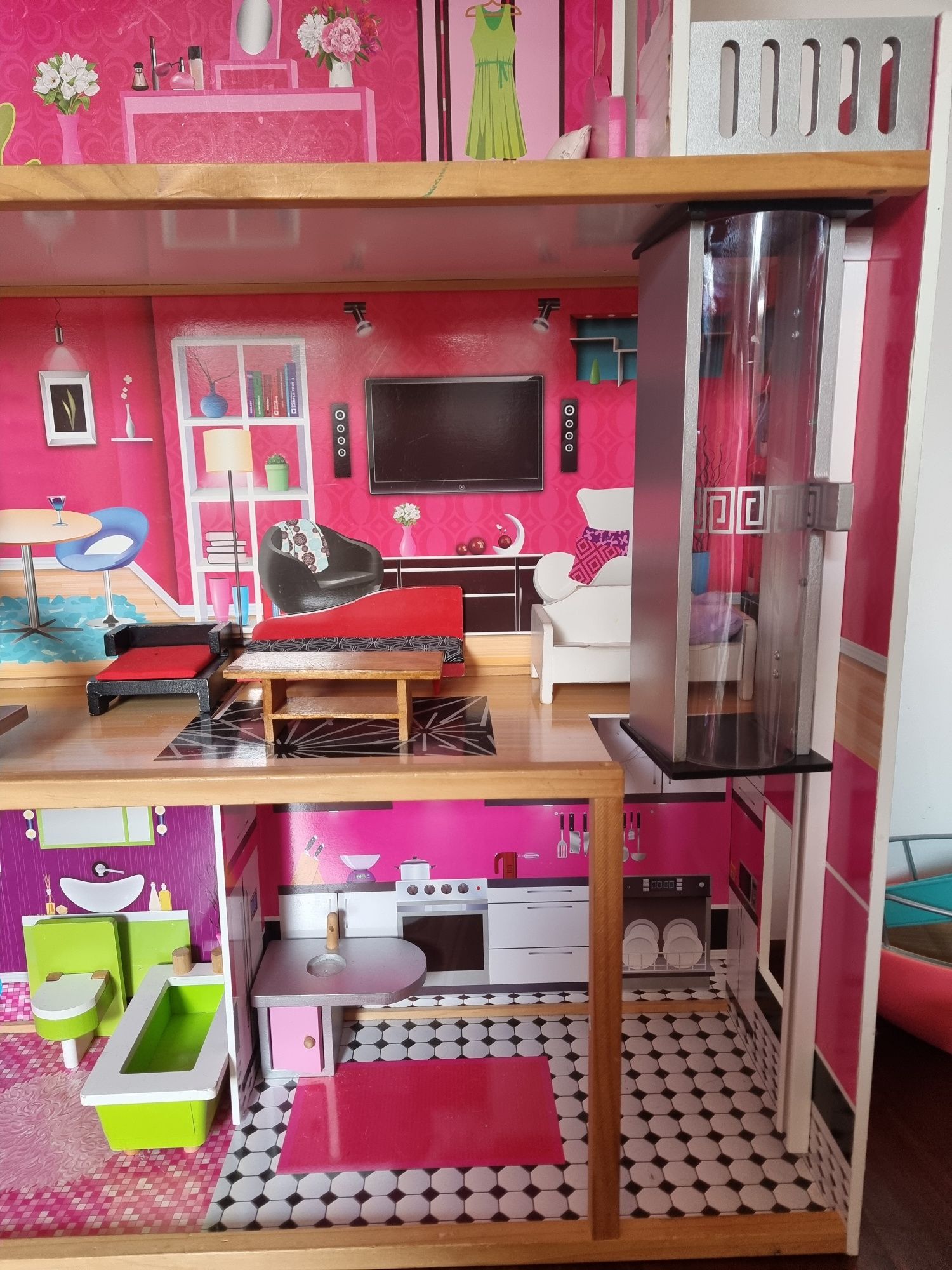 Domek Barbie EcoToys Malibu Residence z windą – 115 cm